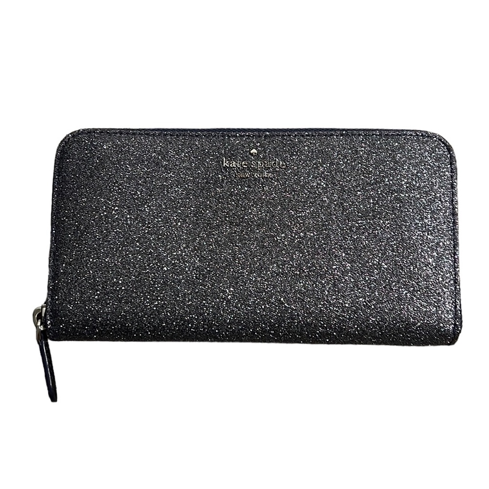 kate spade glittery black zip wallet